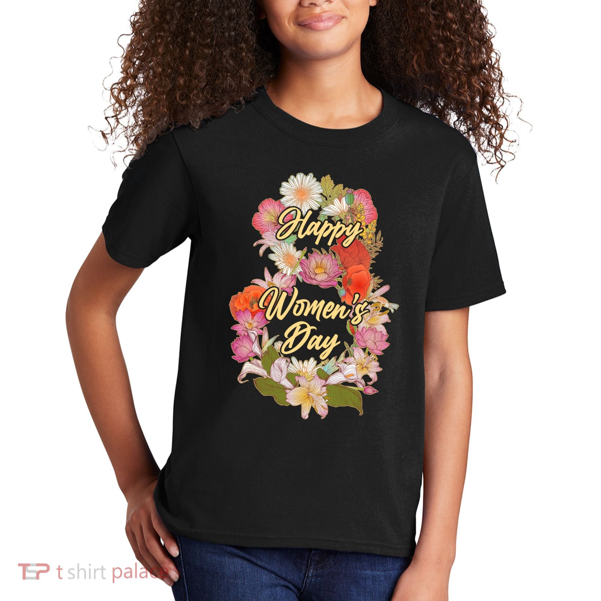 Happy Women's Day March 8 Flowers Kids T-Shirt