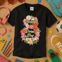 Happy Women's Day March 8 Flowers Kids T-Shirt thumb 3