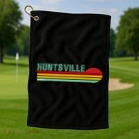 Huntsville Alabama Retro Sunset Golf Towel thumb 1