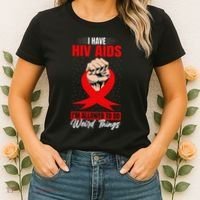 Hiv Awareness Red Ribbon World Aids Day Fighters Women's T-Shirt thumb 2