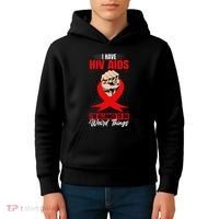 Hiv Awareness Red Ribbon World Aids Day Fighters Kids Hoodie thumb 4