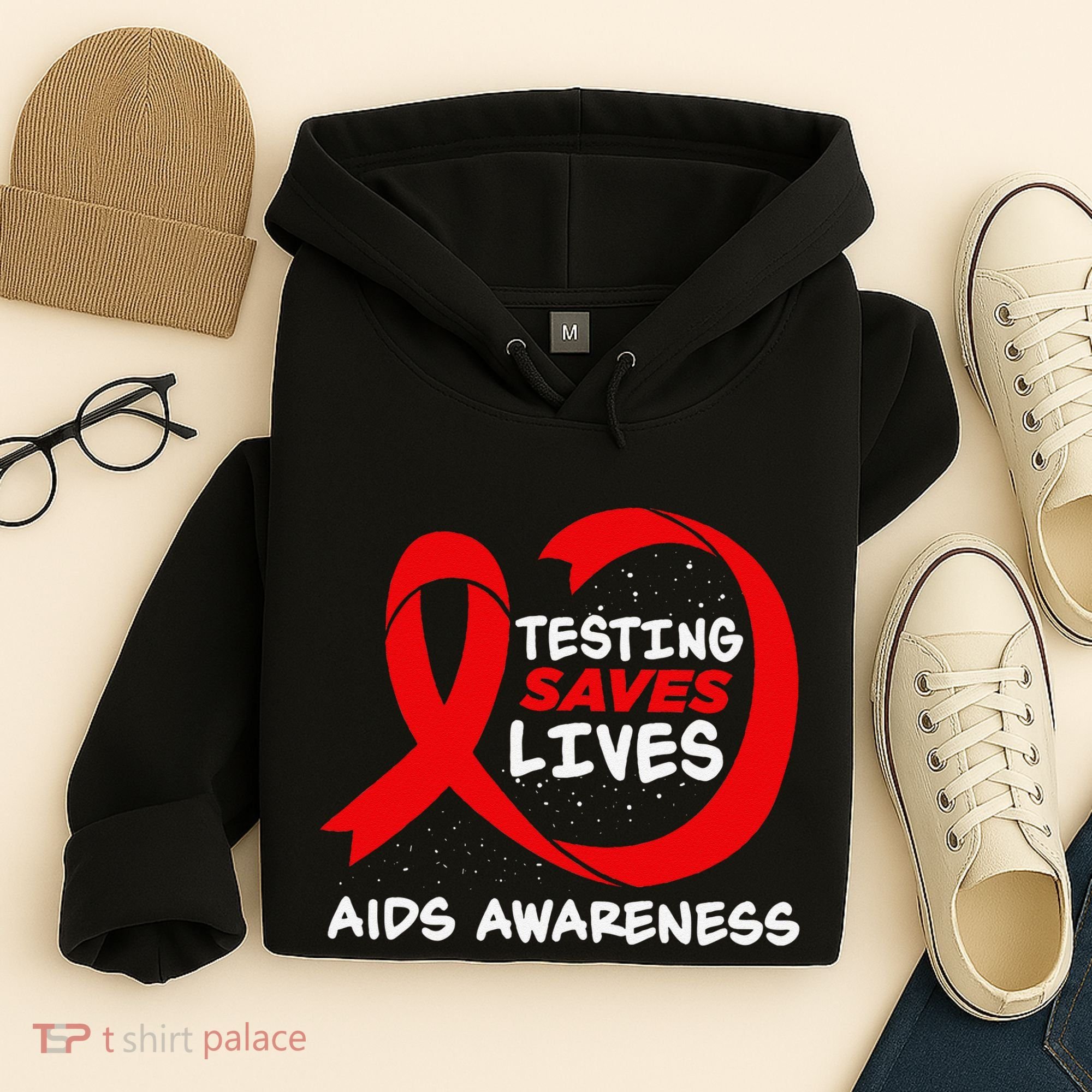 Hiv Awareness Red Ribbon World Aids Day Fighters Hoodie