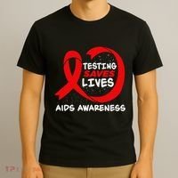 Hiv Awareness Red Ribbon World Aids Day Fighters T-Shirt thumb 3