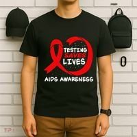 Hiv Awareness Red Ribbon World Aids Day Fighters T-Shirt thumb 6