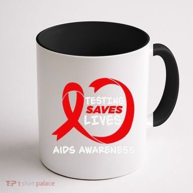 Hiv Awareness Red Ribbon World Aids Day Fighters Coffee Mug back