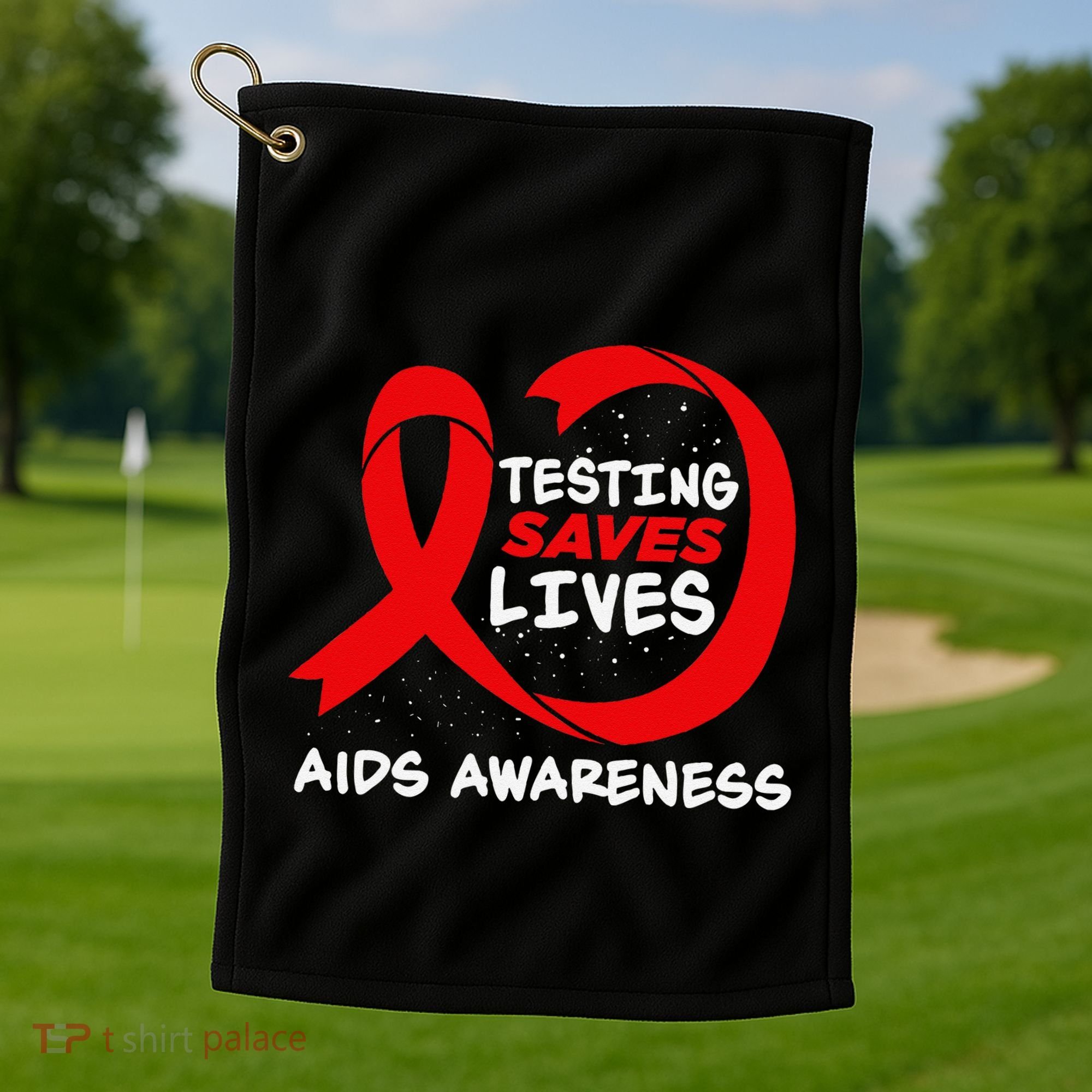Hiv Awareness Red Ribbon World Aids Day Fighters Golf Towel