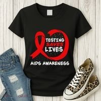 Hiv Awareness Red Ribbon World Aids Day Fighters Women's T-Shirt thumb 3