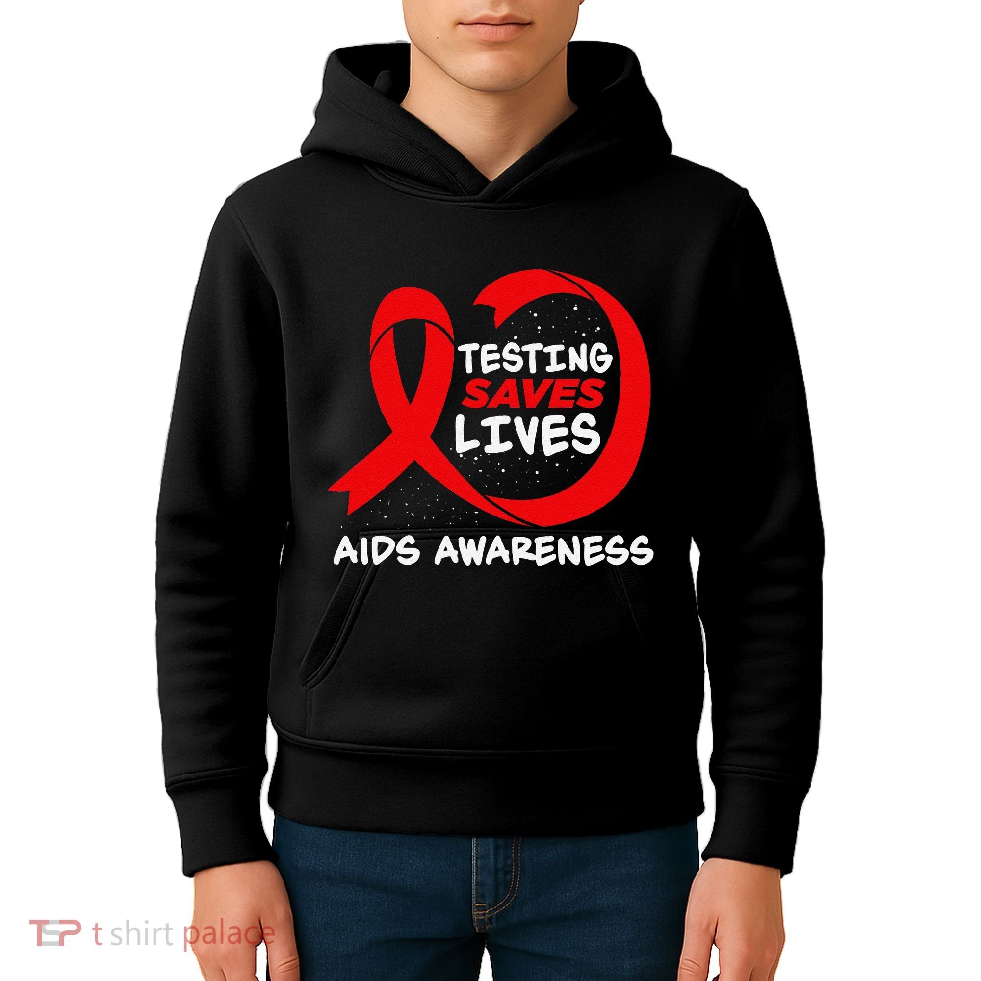 Hiv Awareness Red Ribbon World Aids Day Fighters Kids Hoodie