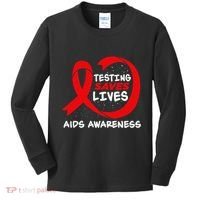 Hiv Awareness Red Ribbon World Aids Day Fighters Kids Long Sleeve Shirt thumb 0