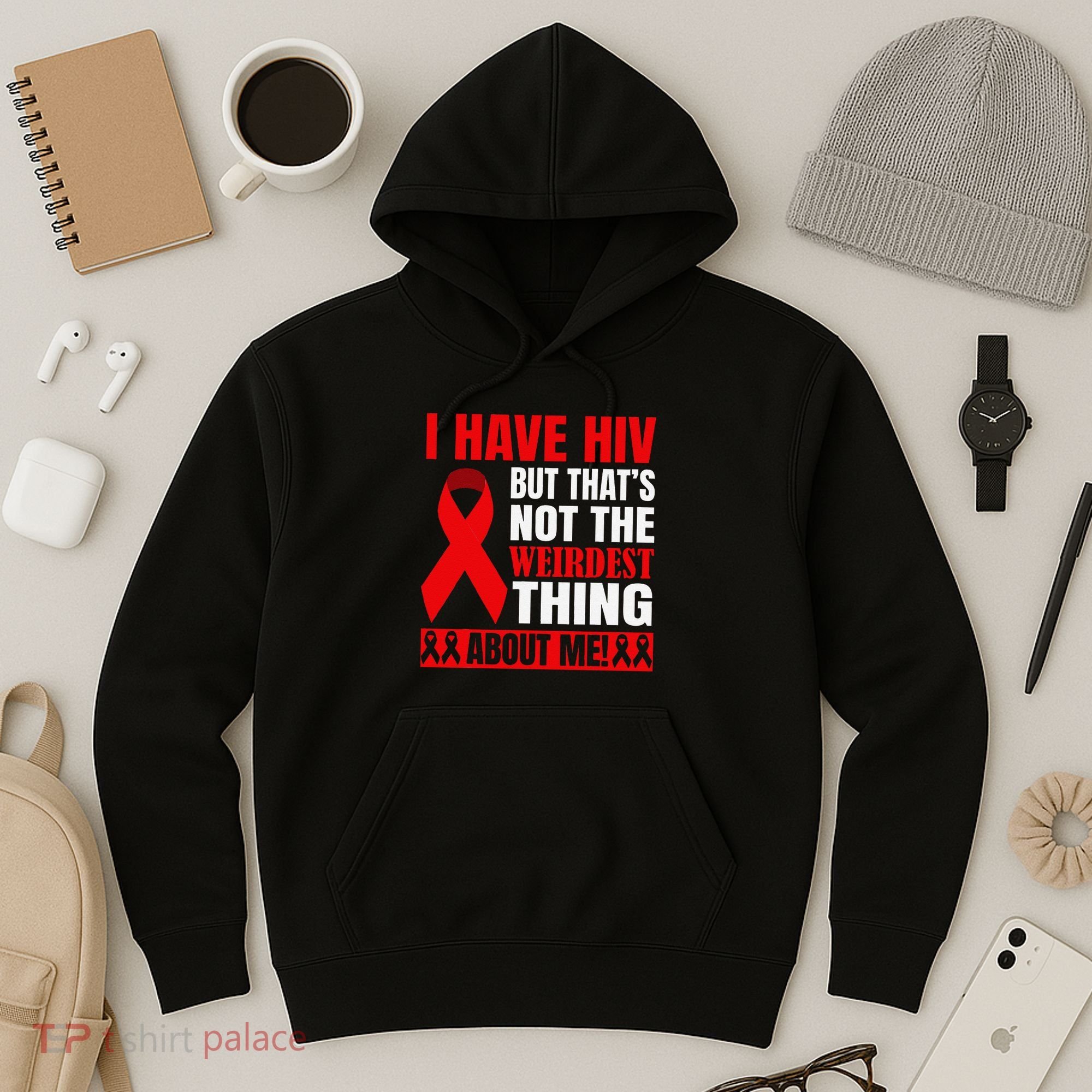 Hiv Awareness Red Ribbon World Aids Day Fighters Hoodie