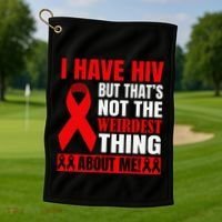 Hiv Awareness Red Ribbon World Aids Day Fighters Golf Towel thumb 1