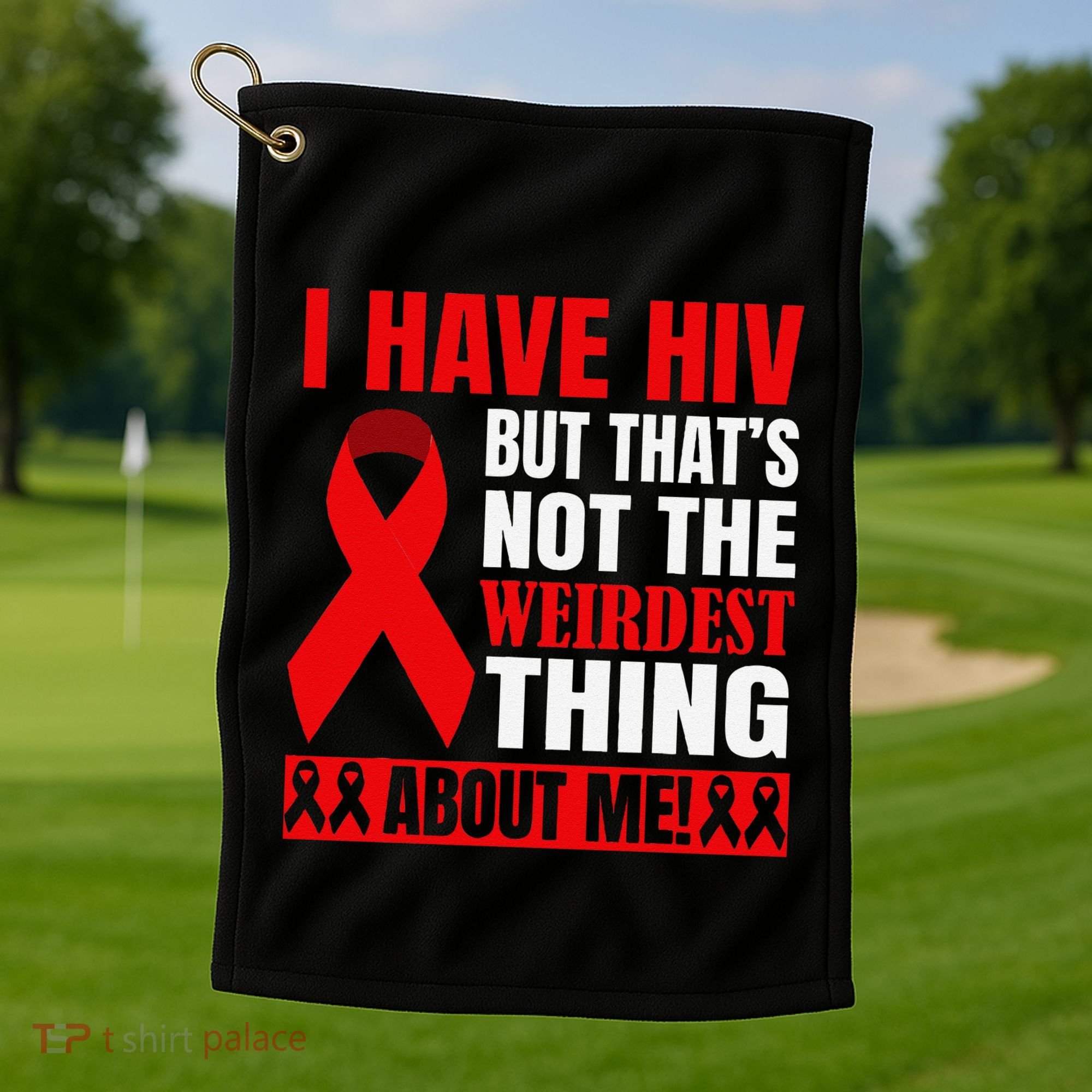 Hiv Awareness Red Ribbon World Aids Day Fighters Golf Towel