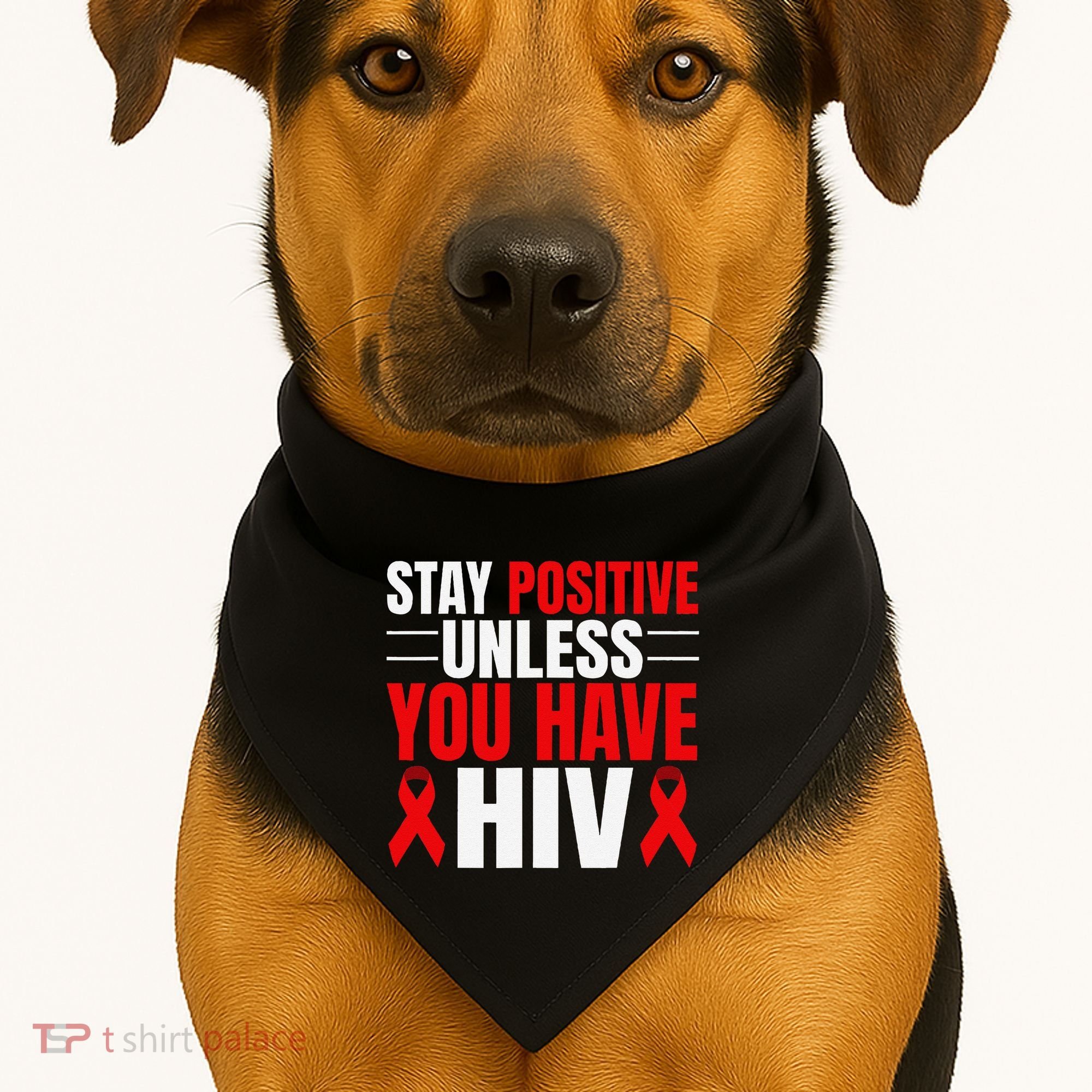 Hiv Awareness Red Ribbon World Aids Day Fighters USA-Made Doggie Bandana