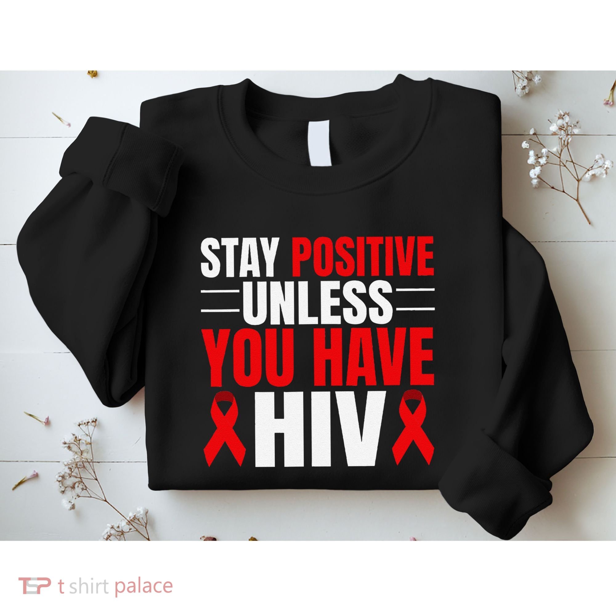 Hiv Awareness Red Ribbon World Aids Day Fighters Sweatshirt