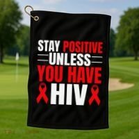 Hiv Awareness Red Ribbon World Aids Day Fighters Golf Towel thumb 1