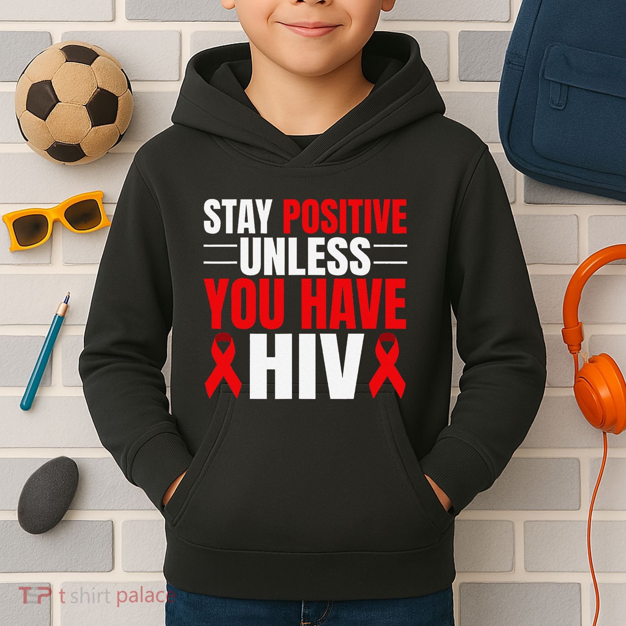 Hiv Awareness Red Ribbon World Aids Day Fighters Kids Hoodie