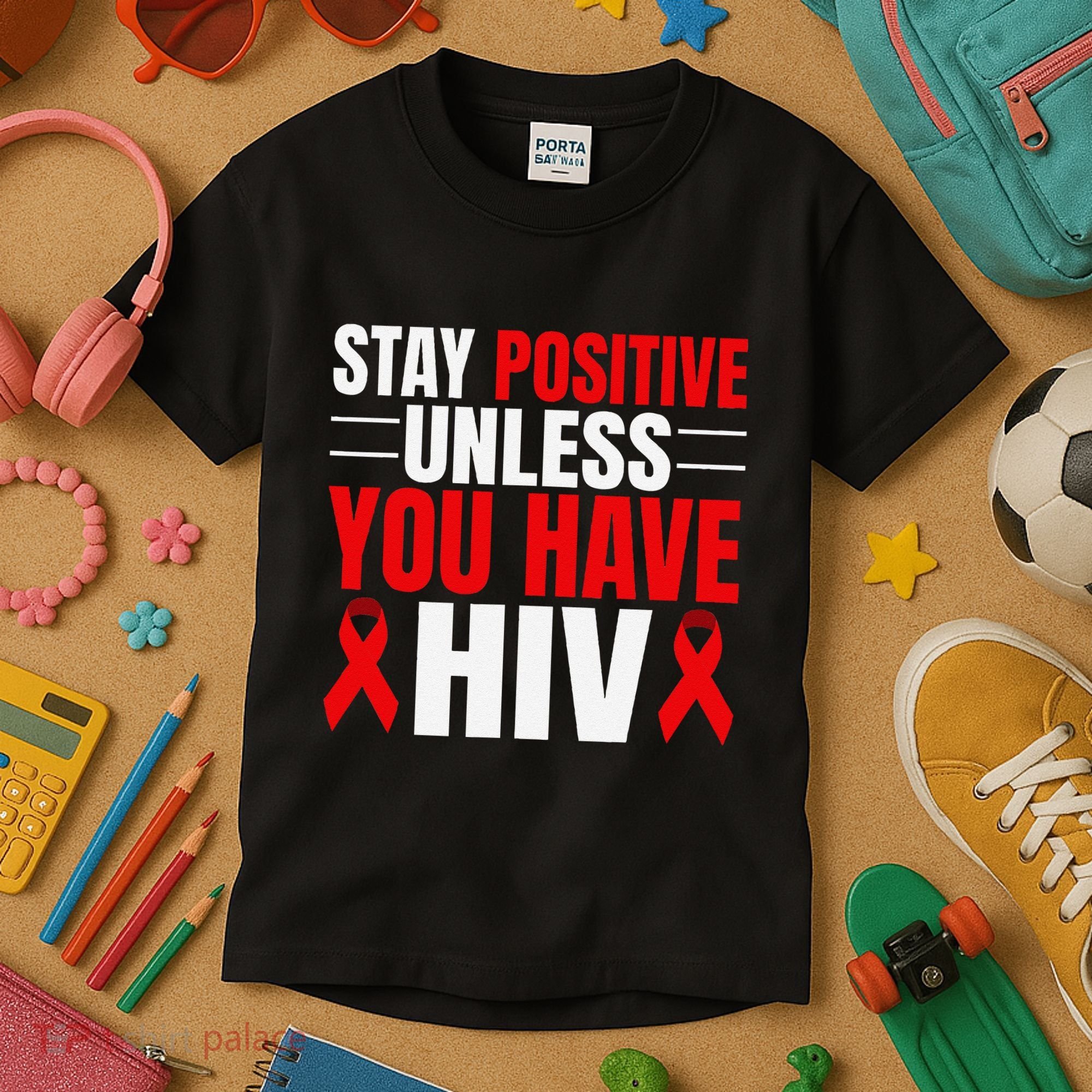 Hiv Awareness Red Ribbon World Aids Day Fighters Kids T-Shirt