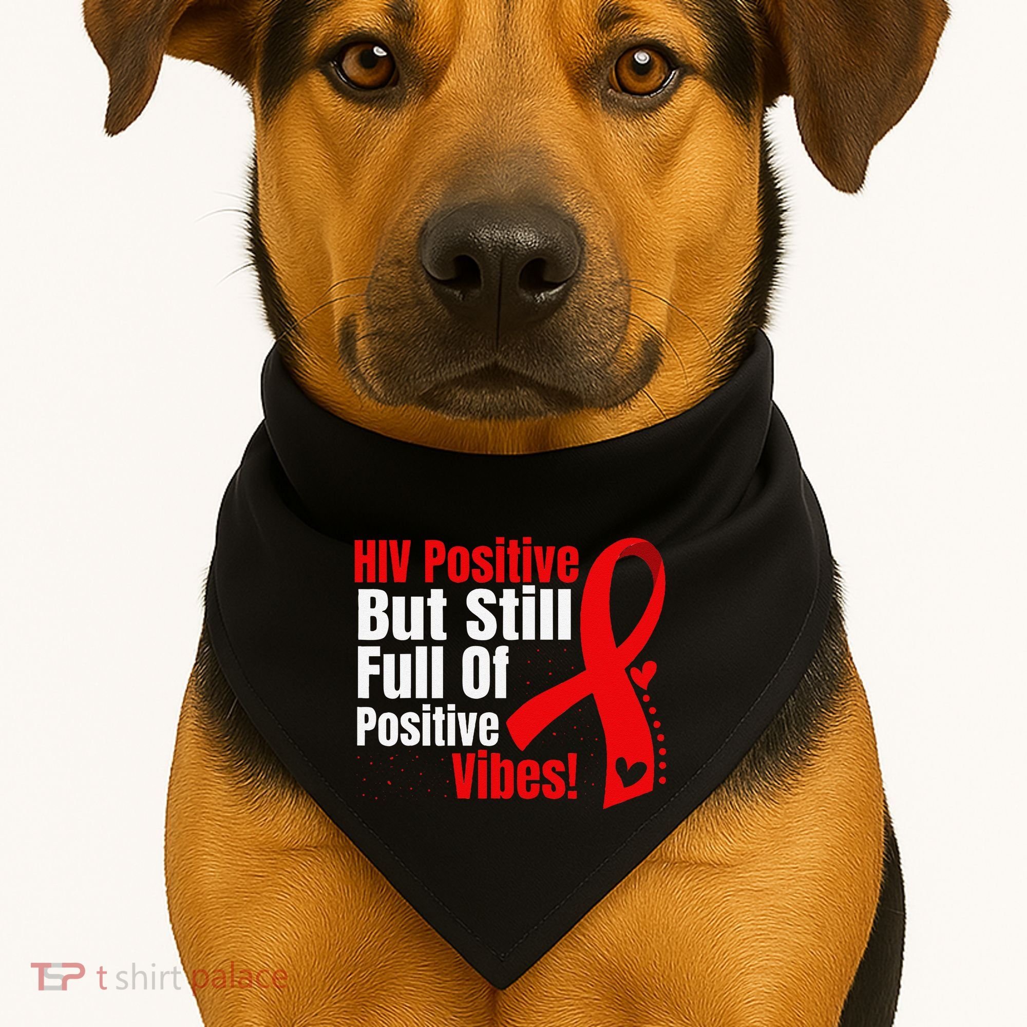 Hiv Awareness Red Ribbon World Aids Day Fighters USA-Made Doggie Bandana