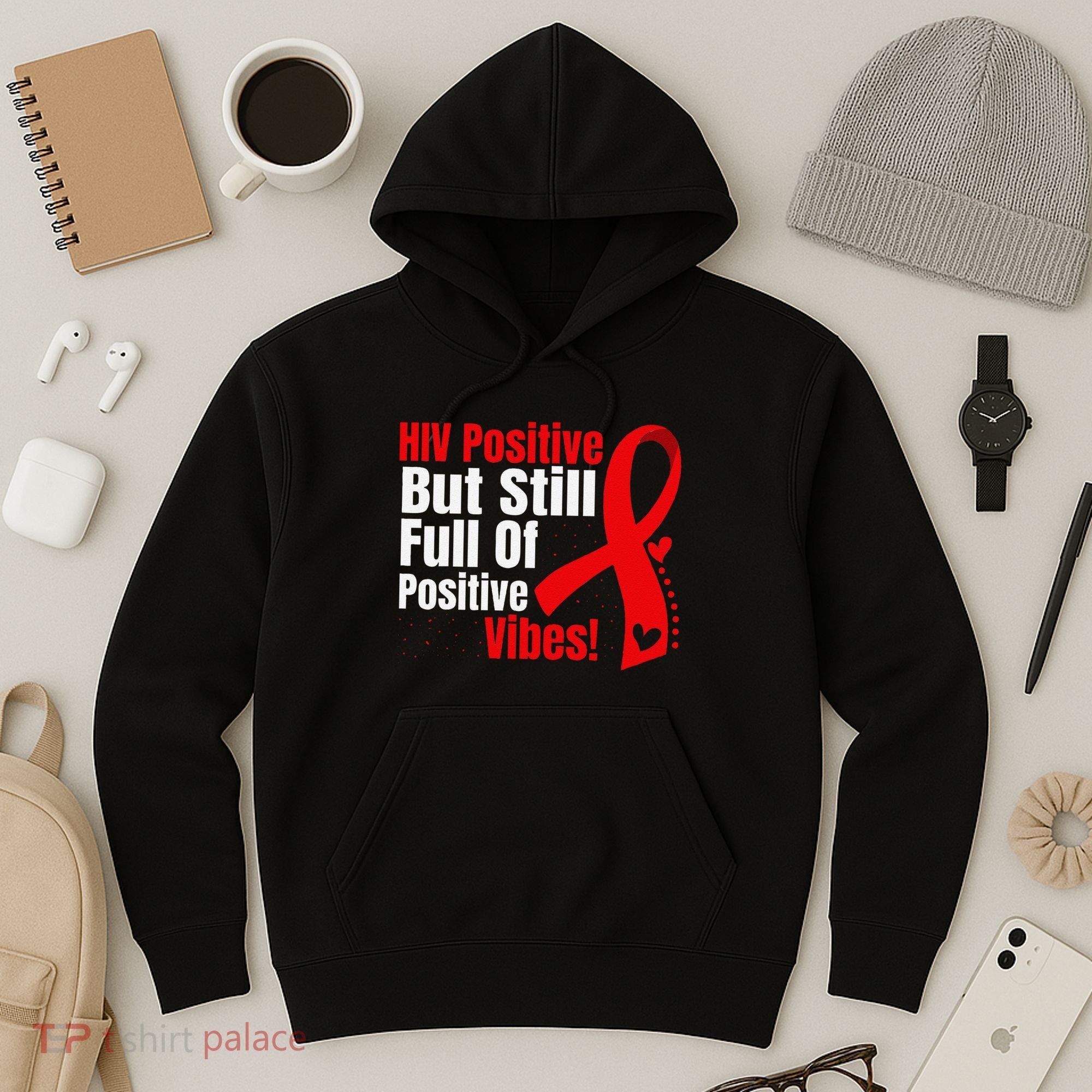 Hiv Awareness Red Ribbon World Aids Day Fighters Hoodie