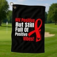 Hiv Awareness Red Ribbon World Aids Day Fighters Golf Towel thumb 1