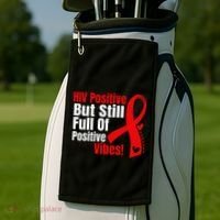 Hiv Awareness Red Ribbon World Aids Day Fighters Golf Towel thumb 2