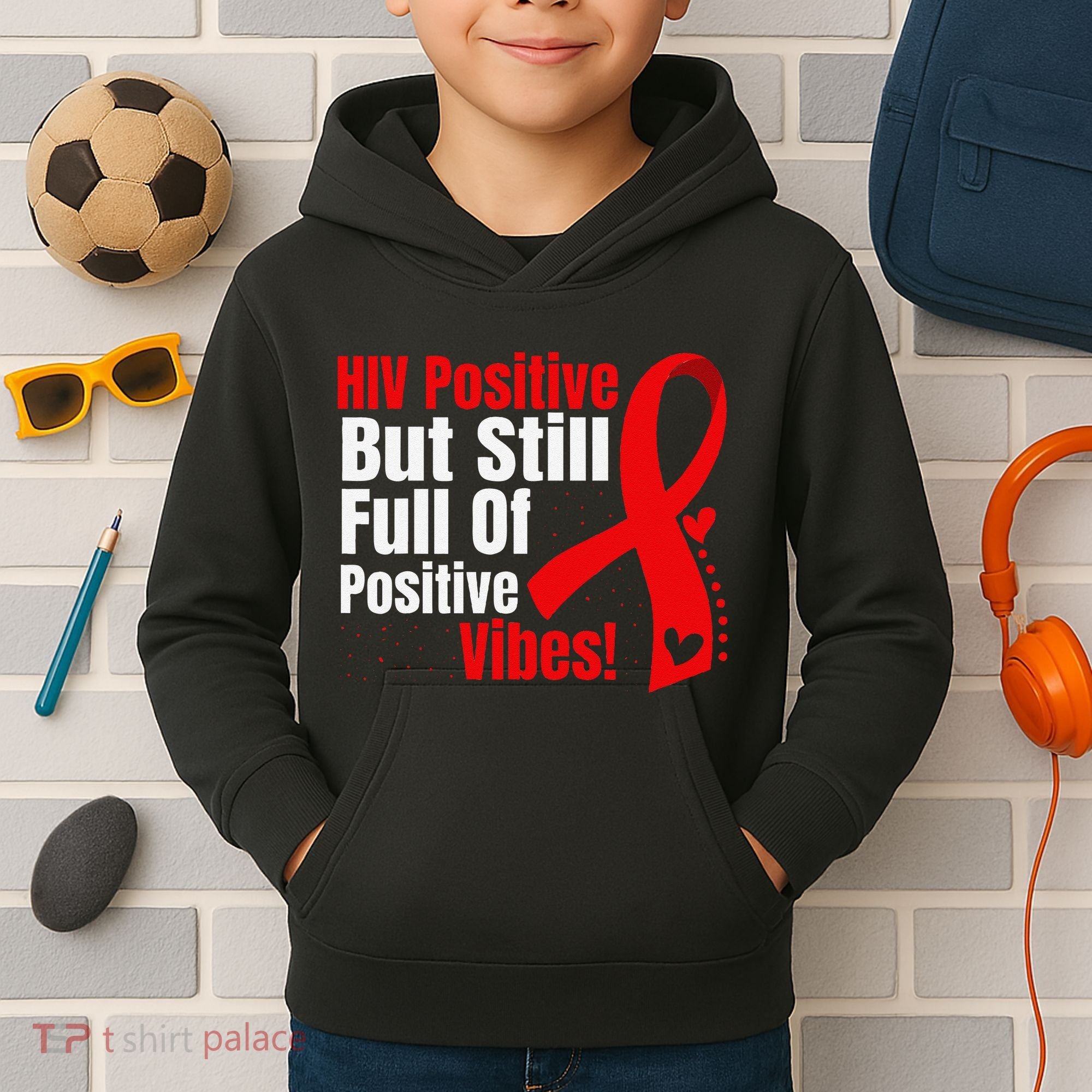 Hiv Awareness Red Ribbon World Aids Day Fighters Kids Hoodie