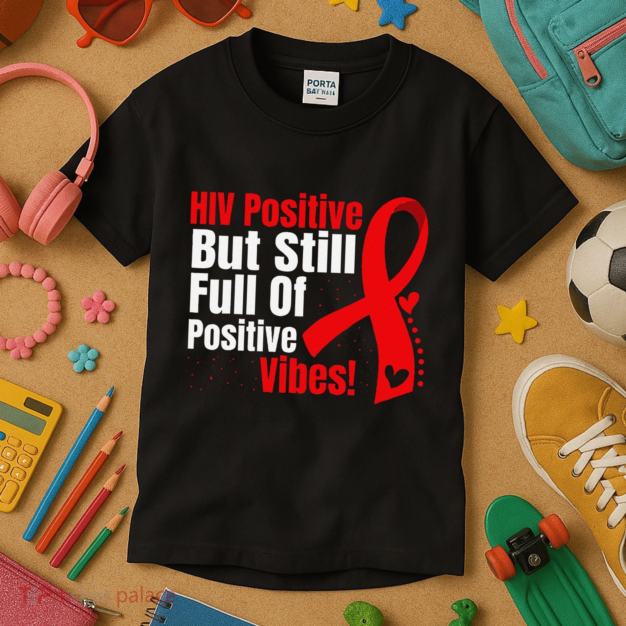 Hiv Awareness Red Ribbon World Aids Day Fighters Kids T-Shirt