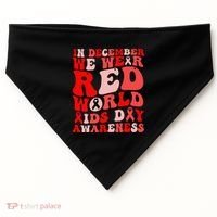 Hiv Awareness Red Ribbon World Aids Day Fighters USA-Made Doggie Bandana thumb 0