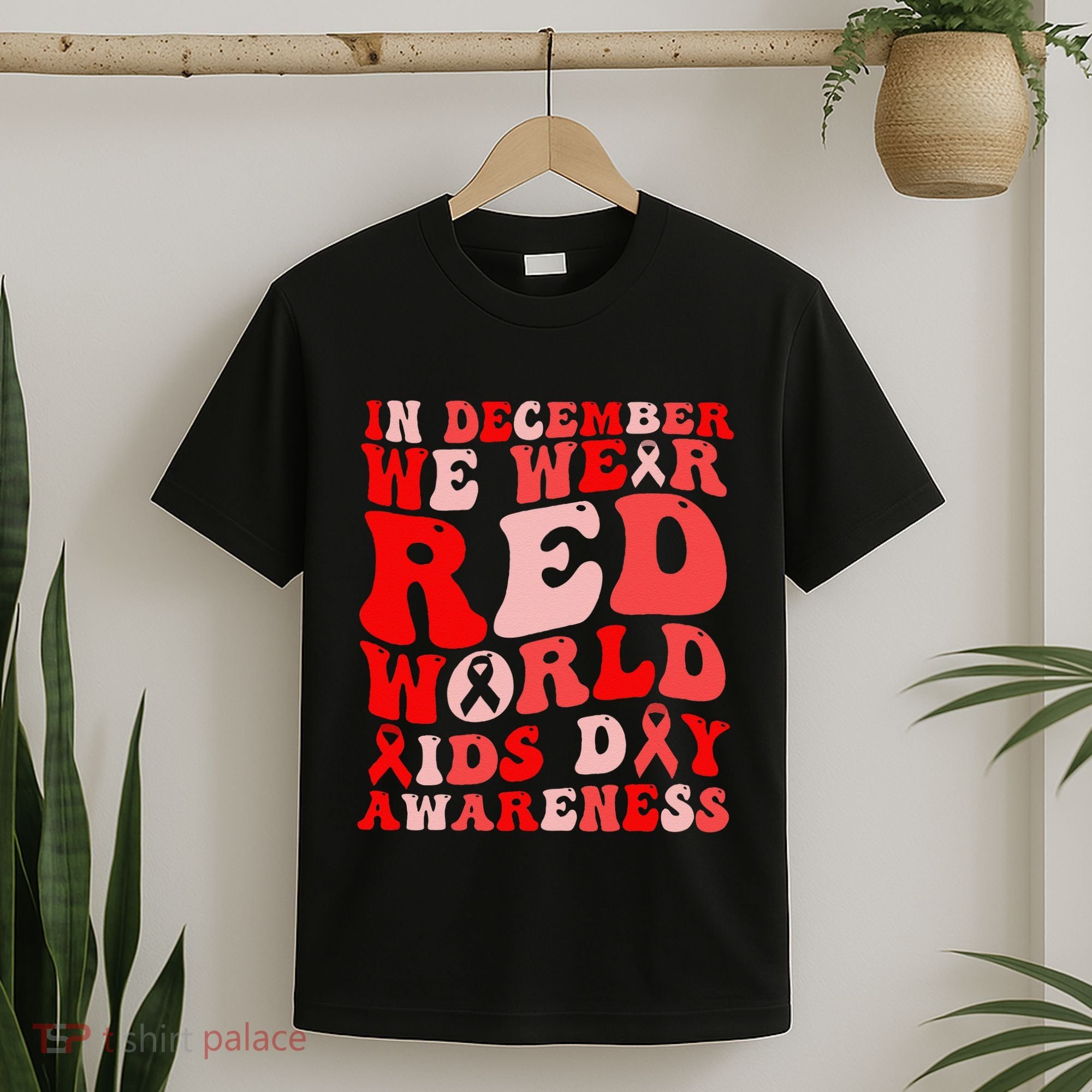 Hiv Awareness Red Ribbon World Aids Day Fighters T-Shirt