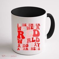 Hiv Awareness Red Ribbon World Aids Day Fighters Coffee Mug thumb 1
