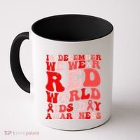 Hiv Awareness Red Ribbon World Aids Day Fighters Coffee Mug thumb 0