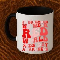 Hiv Awareness Red Ribbon World Aids Day Fighters Coffee Mug thumb 2