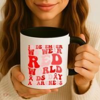 Hiv Awareness Red Ribbon World Aids Day Fighters Coffee Mug thumb 3