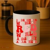 Hiv Awareness Red Ribbon World Aids Day Fighters Coffee Mug thumb 4