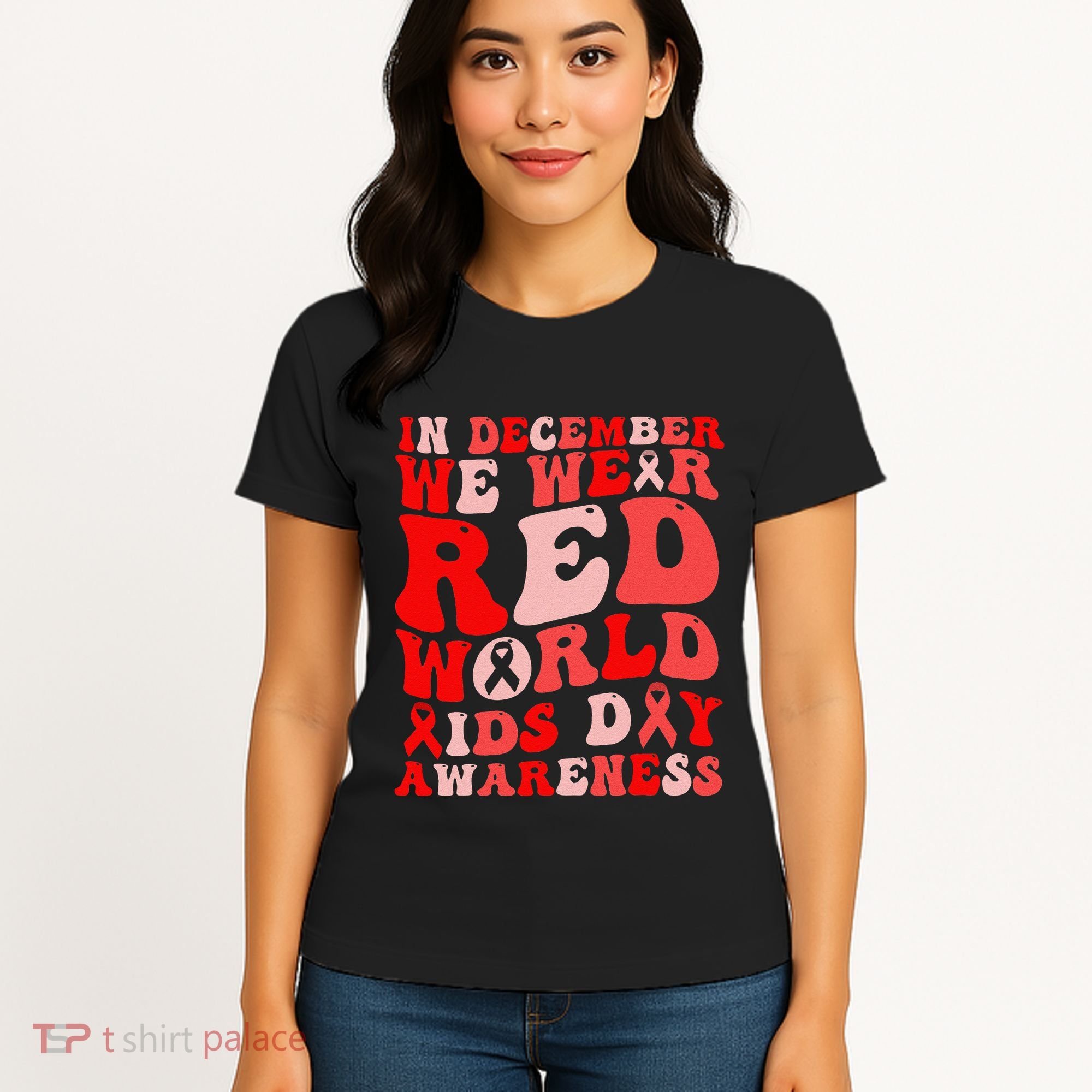 Hiv Awareness Red Ribbon World Aids Day Fighters Women's T-Shirt