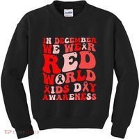 Hiv Awareness Red Ribbon World Aids Day Fighters Kids Sweatshirt thumb 0
