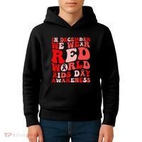 Hiv Awareness Red Ribbon World Aids Day Fighters Kids Hoodie thumb 4