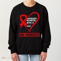 Hiv Awareness Red Ribbon World Aids Day Fighters Women's Sweatshirt thumb 0