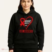 Hiv Awareness Red Ribbon World Aids Day Fighters Hoodie thumb 5