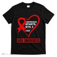 Hiv Awareness Red Ribbon World Aids Day Fighters T-Shirt thumb 0