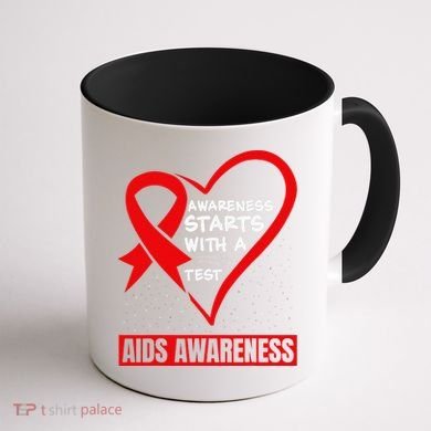 Hiv Awareness Red Ribbon World Aids Day Fighters Coffee Mug back