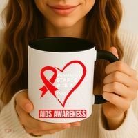 Hiv Awareness Red Ribbon World Aids Day Fighters Coffee Mug thumb 3