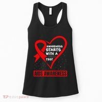Hiv Awareness Red Ribbon World Aids Day Fighters Women's Tank Top thumb 0