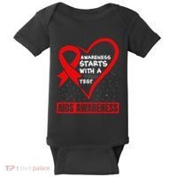 Hiv Awareness Red Ribbon World Aids Day Fighters Baby Bodysuit thumb 0