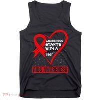 Hiv Awareness Red Ribbon World Aids Day Fighters Tank Top thumb 0