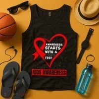 Hiv Awareness Red Ribbon World Aids Day Fighters Tank Top thumb 4