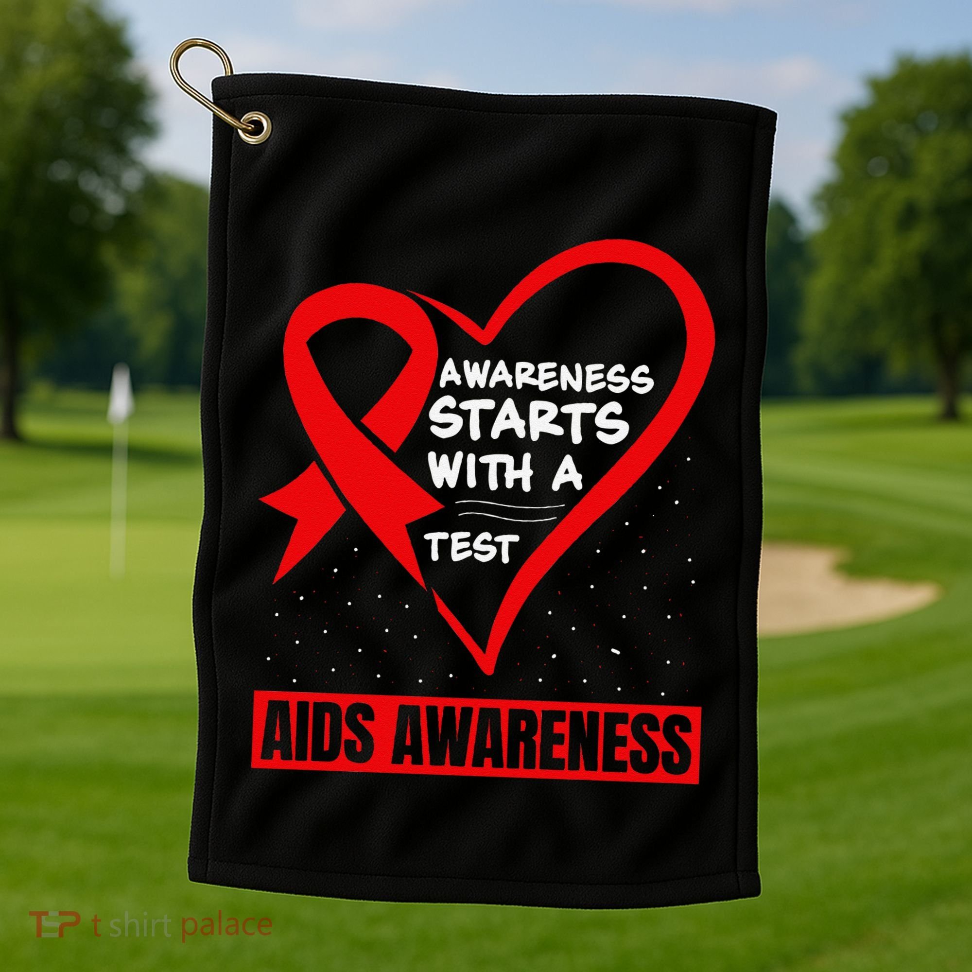 Hiv Awareness Red Ribbon World Aids Day Fighters Golf Towel