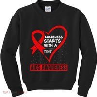 Hiv Awareness Red Ribbon World Aids Day Fighters Kids Sweatshirt thumb 0
