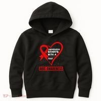 Hiv Awareness Red Ribbon World Aids Day Fighters Kids Hoodie thumb 0