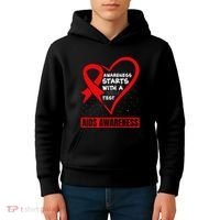 Hiv Awareness Red Ribbon World Aids Day Fighters Kids Hoodie thumb 4